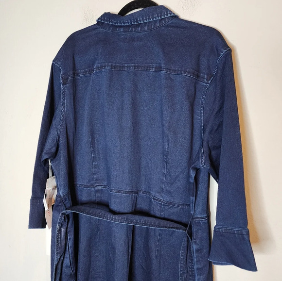 NWT Liz Claiborne Stretch Denim Button Front Belted Midi Dress Size 20W - Picture 8 of 16